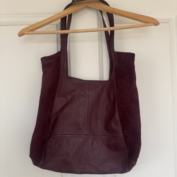 REVOLVE Handbags - Revolve Slouchy Suede and Pebbled Leather Hobo Bag plum color w/ wallet